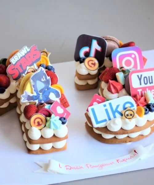 Торт Цифра Бравл Старс & Социальные Сети 1075