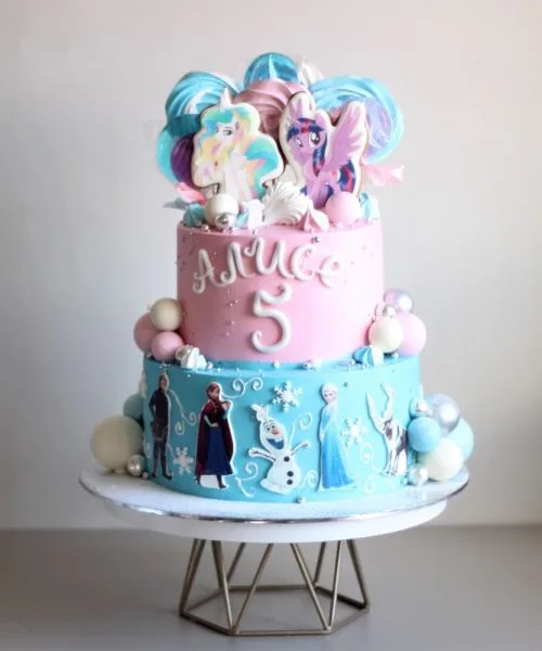 Торт Холодное Сердце Анна И Эльза и Литл Пони 1407