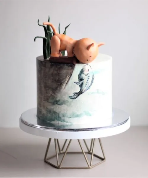 Торт Котик И Рыбка Зверята 1410