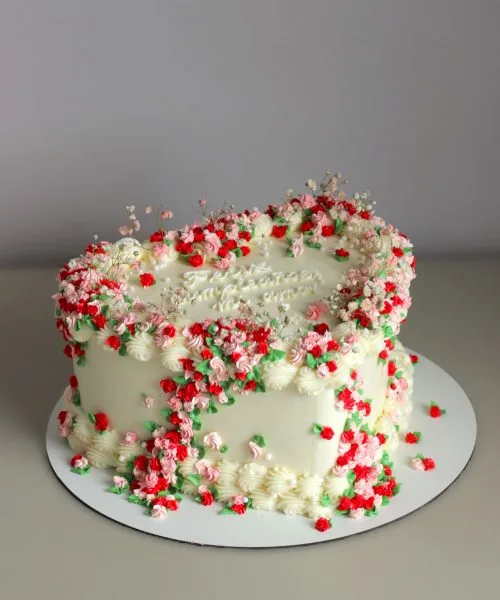 Торт Сердце с цветами 7125