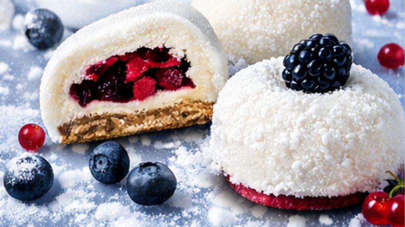 Лимитированная коллекция “Снежный бархат”: новые пирожные с ягодной начинкой и хрустящим слоем