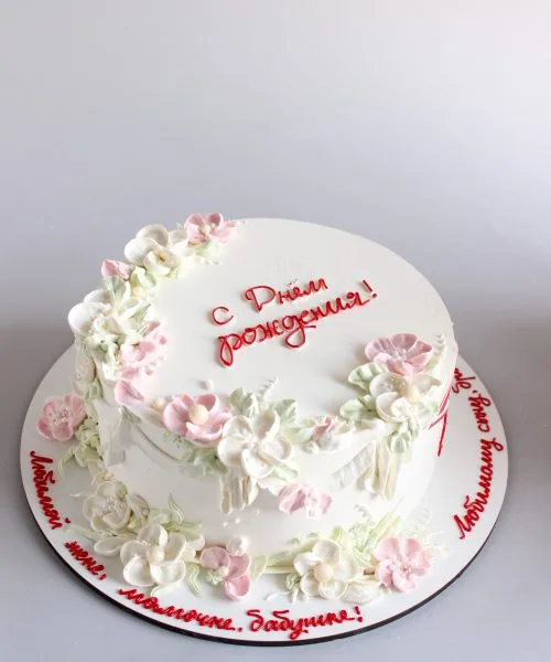Торт Кремовые Цветы 3695